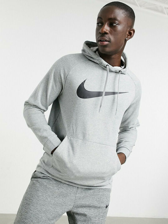 Swoosh Dri-Fit Φούτερ με Κουκούλα Γκρι