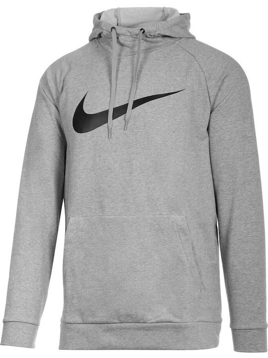 Swoosh Dri-Fit Φούτερ με Κουκούλα Γκρι