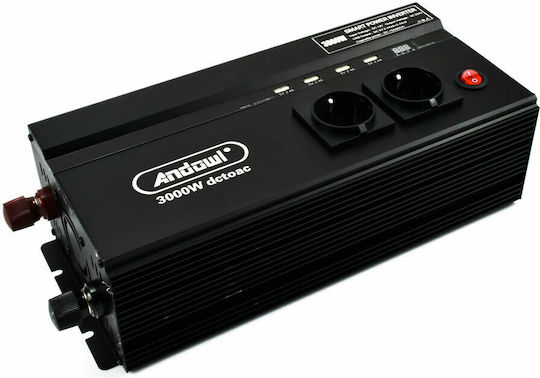 Andowl QY-7121 Invertor Auto Modificat Sine Wave 3000W pentru Convertirea 12V DC în 220V AC