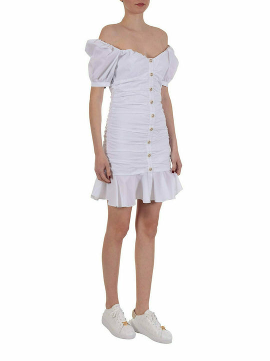 PINKO DRESS FERRARA ABITO POPELINE STRECH RADIANT WHITE