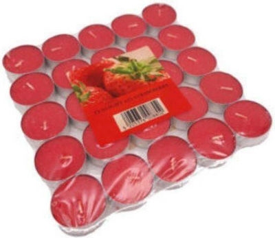 HOMie Tealights with Scent Strawberry in Red Color (up to 4 Burning Hours ) 25pcs