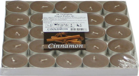 Marhome Tealights with Cinnamon Scent in Brown Colour up to 4 Hours Duration 25 Pieces