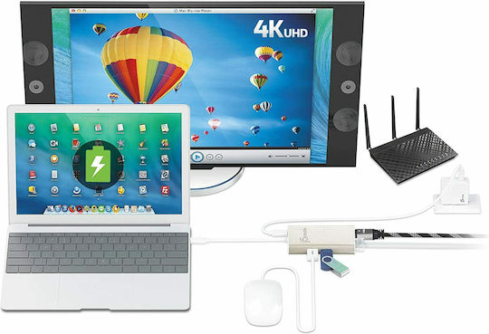J5create J5create JCA374 USB-C Docking Station με HDMI 4K PD Ethernet Χρυσό
