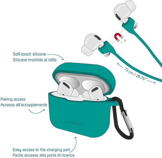 Legami Milano Air'n Go Husă cu cârlig în culoarea Turcoaz pentru Apple AirPods Pro