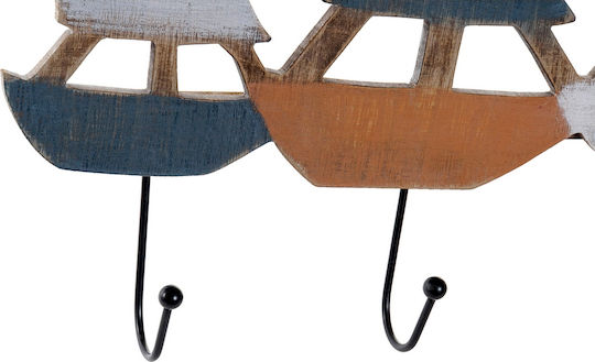 DKD Home Decor Κρεμάστρα Τοίχου Μεταλλική 3 Θέσεων Πολύχρωμη 34x2x35cm