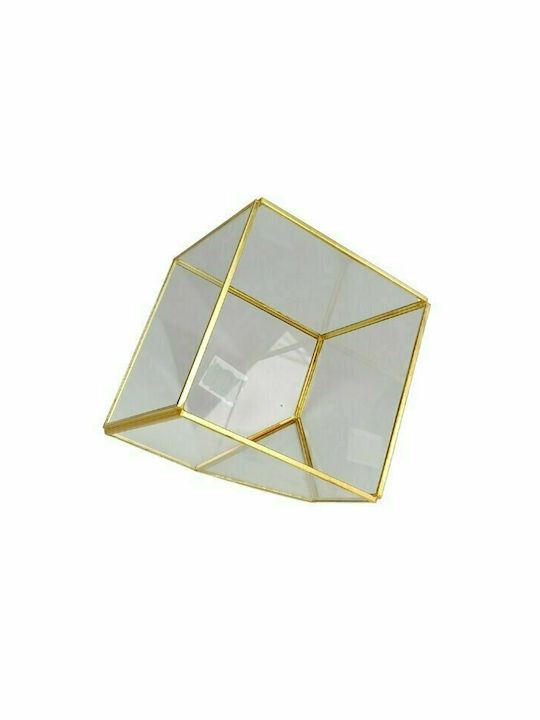 JK Home Decoration Διακοσμητικό Κουτί Γυάλινο Χρυσό 13x13x13cm