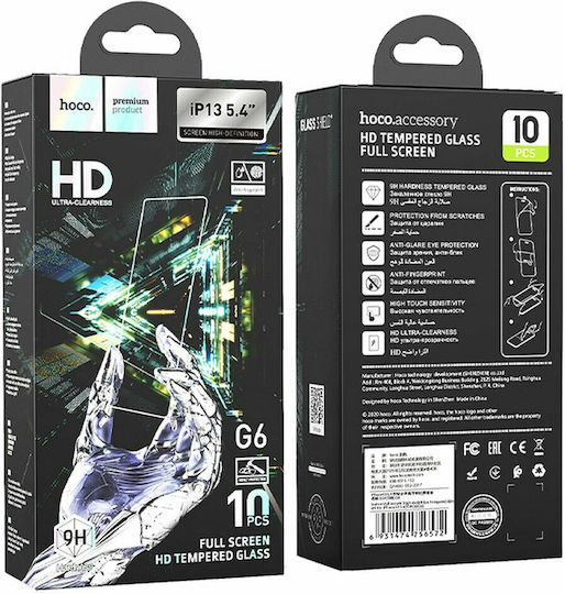 Hoco Instant Full Face Tempered Glass 10buc (iPhone 13 mini)