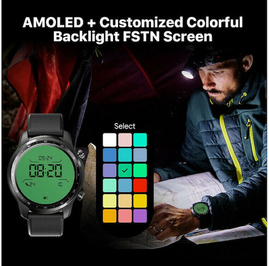 Ticwatch Pro 3 Ultra Stainless Steel 48mm Αδιάβροχο Smartwatch με Παλμογράφο (Shadow Black)