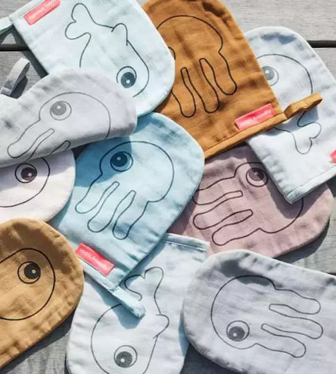 Done by Deer Baby Bath Sponge Gloves Sea Friends Mustard 2 Pieces