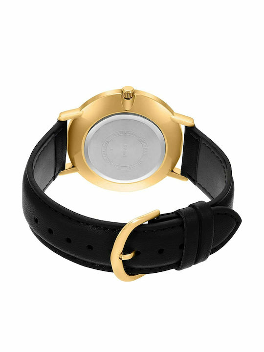 Casio Ceas Bărbați 40mm Baterie Cu Curea Din Piele Neagră