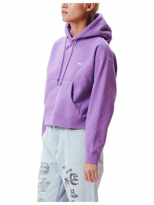 Bold Cropped Women's Sweatshirt Hooded Purple
