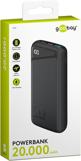 Goobay 53939 Power Bank 20000mAh 22.5W with 2 USB-A Ports and USB-C Port Power Delivery / Quick Charge 3.0 Black