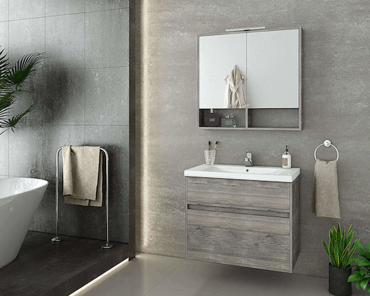 Drop Instinct 80 5KIN080SM Καθρέπτης με Ράφι & Ντουλάπι 78x70см Сив