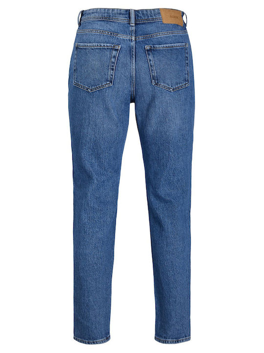 High Waist Women's Jean Trousers in Slim Fit Medium Blue