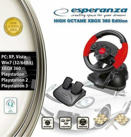 Esperanza High Octane Τιμονιέρα με Πετάλια για PC / PS3 με 180° Περιστροφής