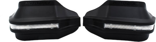 Motowolf Motorcycle Protective Hand Guards με Ενσωματωμένο Λευκό Φως & Φλας in Black Colour