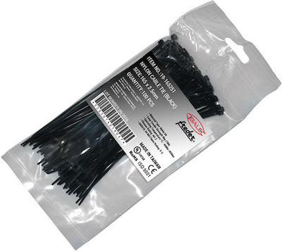 Adeleq Pack of 100pcs Black Plastic Cable Ties 165x2.5mm 19-165251