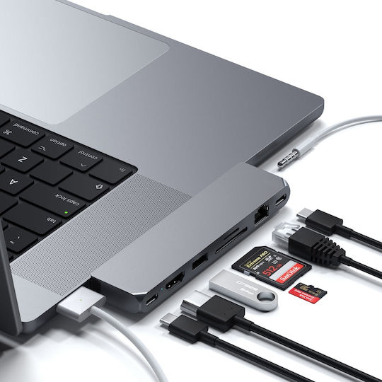 Satechi Docking Station with Dual USB-C HDMI 4K PD Ethernet Gray (ST-UCPHMXM)