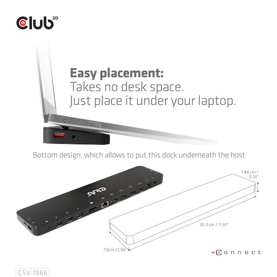 Club3D USB-C Docking Station με HDMI/DisplayPort 4K PD Ethernet Μαύρο (CSV-1566)