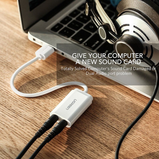 Ugreen US205 External USB 2.0 Sound Card White