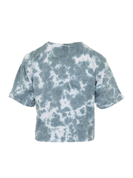Alberta Tie Dye Γυναικείο Αθλητικό Crop Top Κοντομάνικο Γαλάζιο