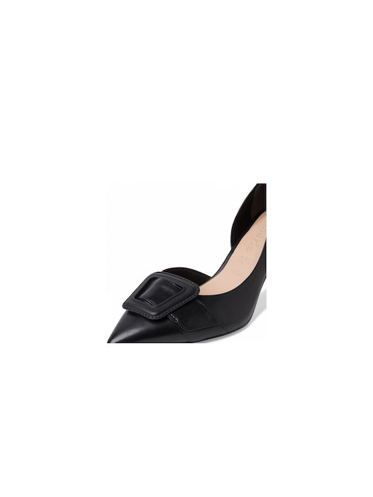 Leather Heel with Thin Medium Heel Black 1-22409-28 001