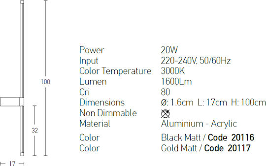 Zambelis Lights Modern Wall Lamp with E27 Socket Gold 17x17x17cm