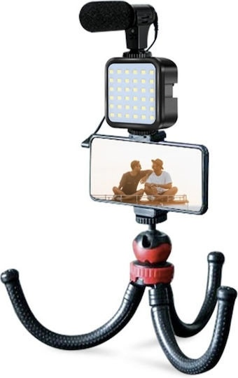 Vlogging Kit 04LM Handy-Stative Bluetooth mit Aufhelllicht Schwarz