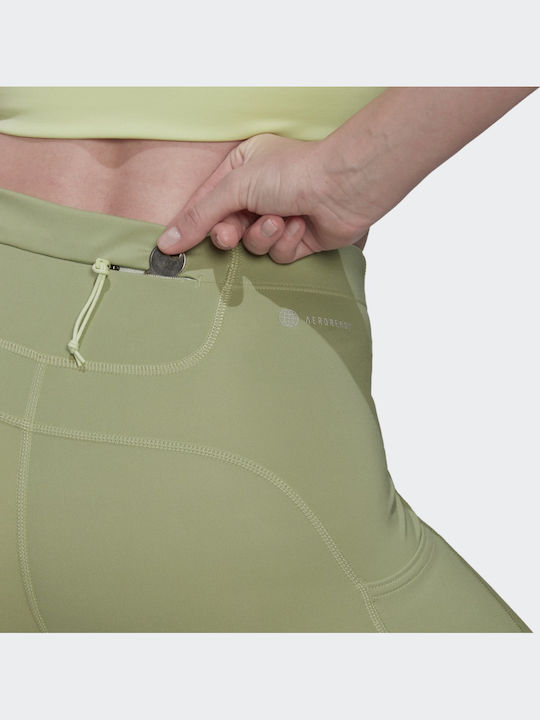 Fastimpact Women's Cropped Running Legging Shiny & High Waisted Magic Lime