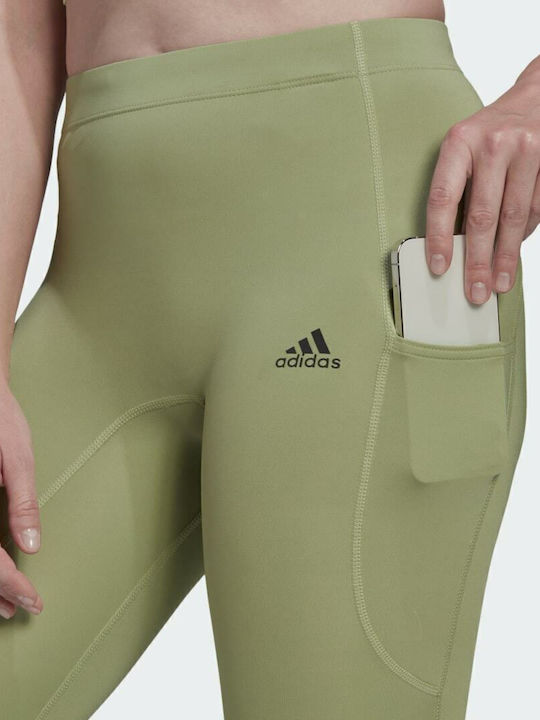 Fastimpact Women's Cropped Running Legging Shiny & High Waisted Magic Lime