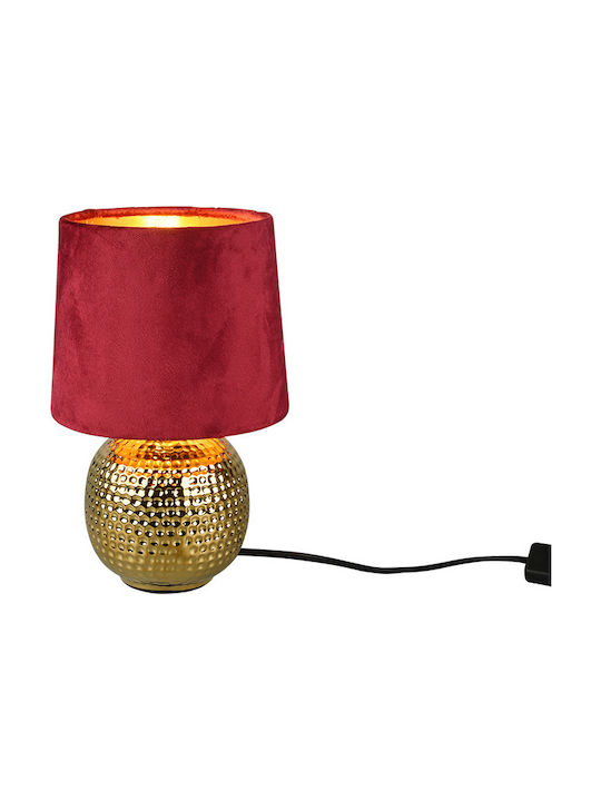 Trio Lighting Sophia Metal Table Lamp for Socket E14 with Red Shade and Gold Base