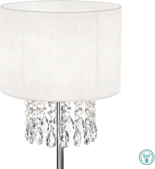 Ideal Lux Kristall Tischlampe für Fassung E27 mit Silber Schirm und Basis