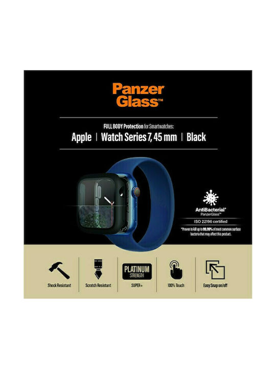 PanzerGlass Full Body Plastic Case with Glass in Black color for Apple Watch 45mm