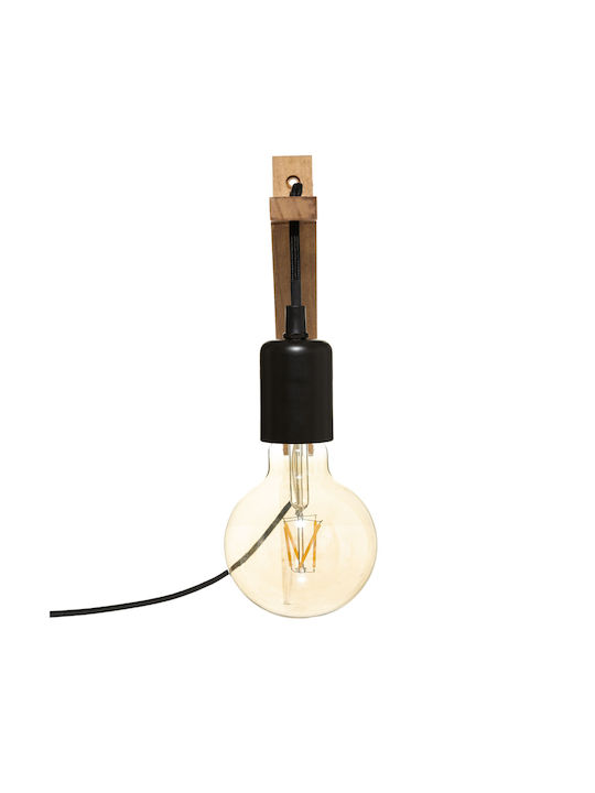 Atmosphera Wild Classic Wall Lamp with Power Outlet and E27 Socket Brown 19x19x3cm