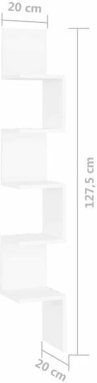Eckiges Wandregal Weiß 20x20x127,5cm