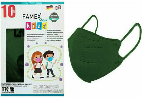 Famex Disposable Protective Mask FFP2 NR Kids Forest Green 50pcs