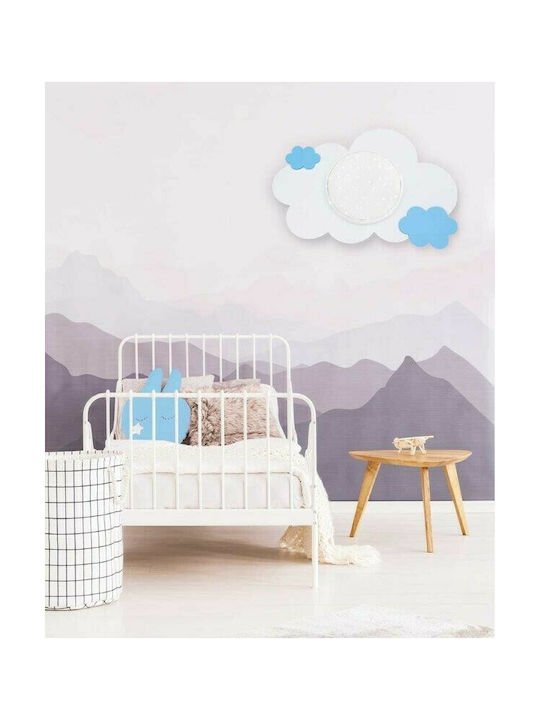 Elobra Cloud Single Bulb Kids Lighting Ceiling Light Wooden 14W Μπλε