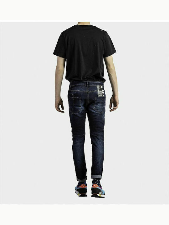 Biker F3441 Ανδρικό Παντελόνι Τζιν Ελαστικό με Skinny Εφαρμογή Navy Μπλε