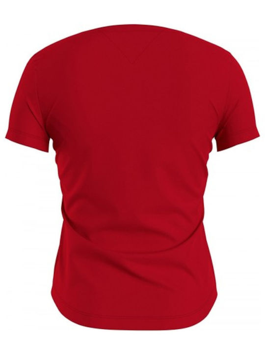 Tommy Hilfiger Γυναικείο T-shirt Deep Crimson με Λαιμόκοψη V