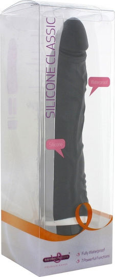 Seven Creations Silicone Classic Vibe Slim Veined Realistic Vibrator 21cm Black