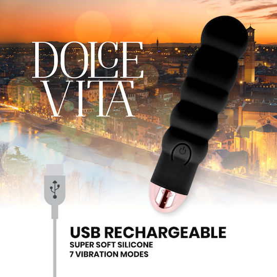 Dolce Vita Rechargeable Vibrator Six Mini Κλειτοριδικός Δονητής 13cm Black