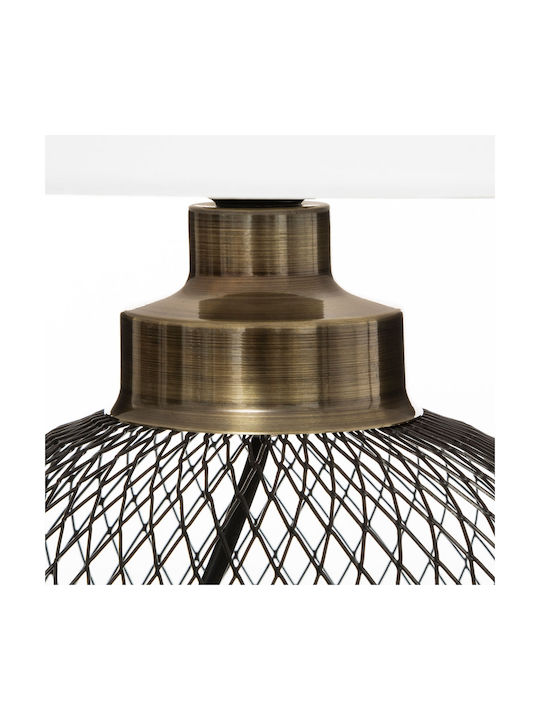 Atmosphera Emie Metal Table Lamp for E27 Socket with White Shade and Black Base