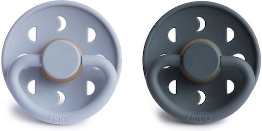 Frigg Πιπίλες Καουτσούκ για 6-18 μηνών Moon με Θήκη Powder Blue 2τμχ
