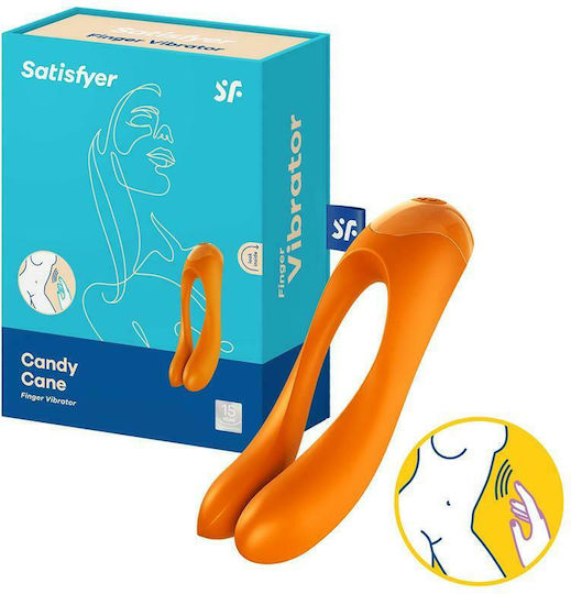 Satisfyer Candy Cane Finger Vibrator Mini Δονητής Δακτύλου 12cm Πορτοκαλί