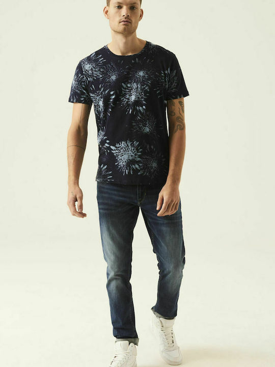 T-shirt men's fullprint with round neck Garcia Jeans (O21004-292-DARK-MOON-BLUE)