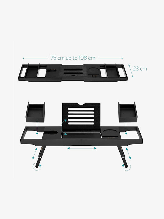 Navaris Rectangle Bed tray Wooden In Black Colour 1pcs