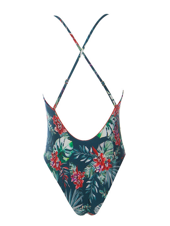 Apollonia Badeanzug Blumen Tropical Green