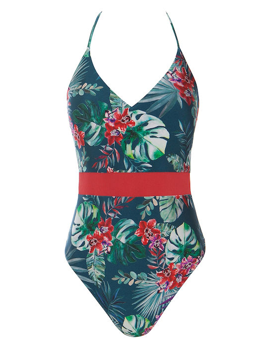 Apollonia Badeanzug Blumen Tropical Green