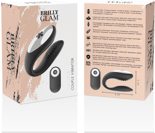Brilly Glam Mini Δονητής για Ζευγάρια με Απομακρυσμένο Έλεγχο We Love Black