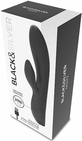 Black & Silver Kaultz Vibrator Kaninchen 20cm Black